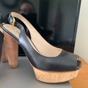 Prada open toe sling back high heels